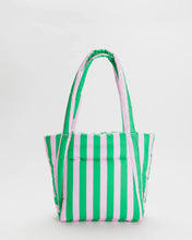 Load image into Gallery viewer, Puffy Mini Tote - Pink Green Awning Stripe - Tigertree

