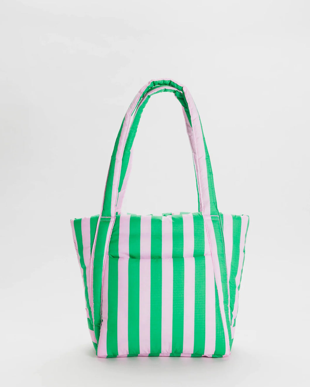Puffy Mini Tote - Pink Green Awning Stripe - Tigertree
