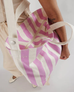 Horizontal Zip Duck Bag -  Pink Awning Stripe - Tigertree
