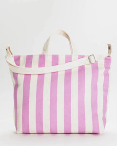 Horizontal Zip Duck Bag -  Pink Awning Stripe - Tigertree