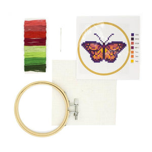 Mini Cross-Stitch Embroidery Kit Butterfly - Tigertree