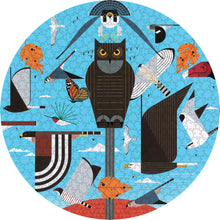 Load image into Gallery viewer, Charley Harper: Hawk Mountain 500-Piece Circular Jigsaw Puzzle - Tigertree
