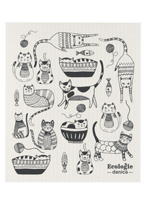 Swedish Dish Cloth - Purr Party - Tigertree