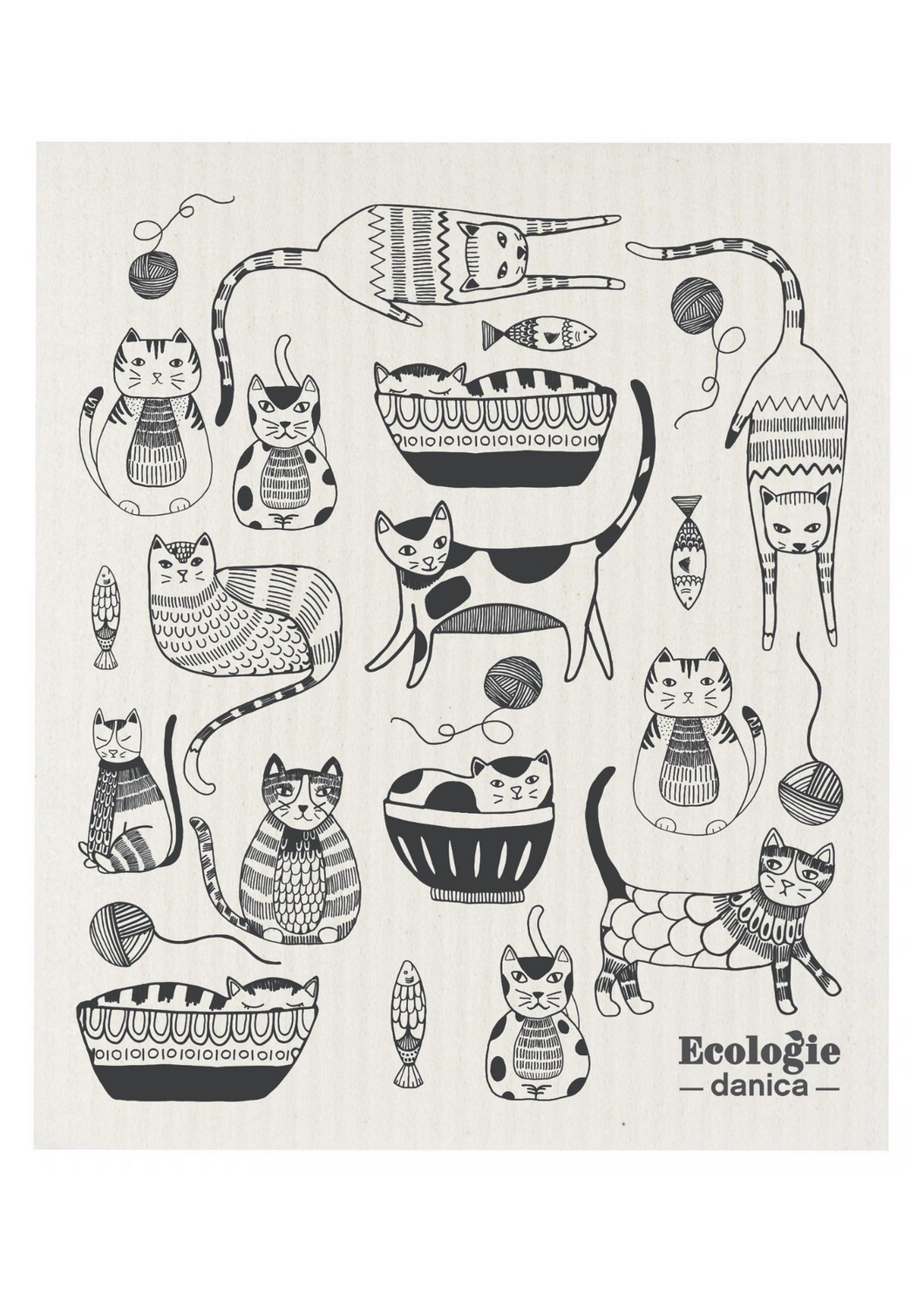 Swedish Dish Cloth - Purr Party - Tigertree
