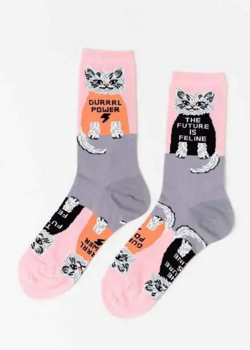 Women's Future Is Feline Crew Socks - Tigertree