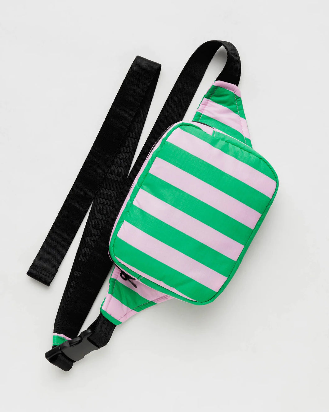 Puffy Fanny Pack - Pink Green Awning Stripe - Tigertree