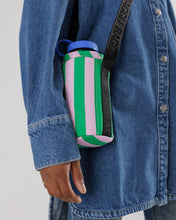 Load image into Gallery viewer, Puffy Water Bottle Sling - Pink Green Awning Stripe - Tigertree
