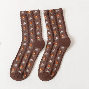 Floral Cable Socks - Tigertree