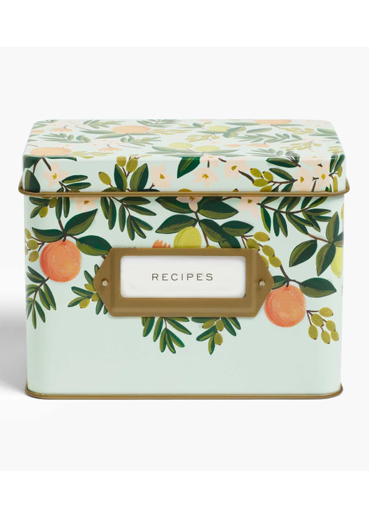 Citrus Floral Tin Recipe Box - Tigertree