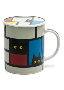 Cubist Cat Mug W/Lid - Tigertree