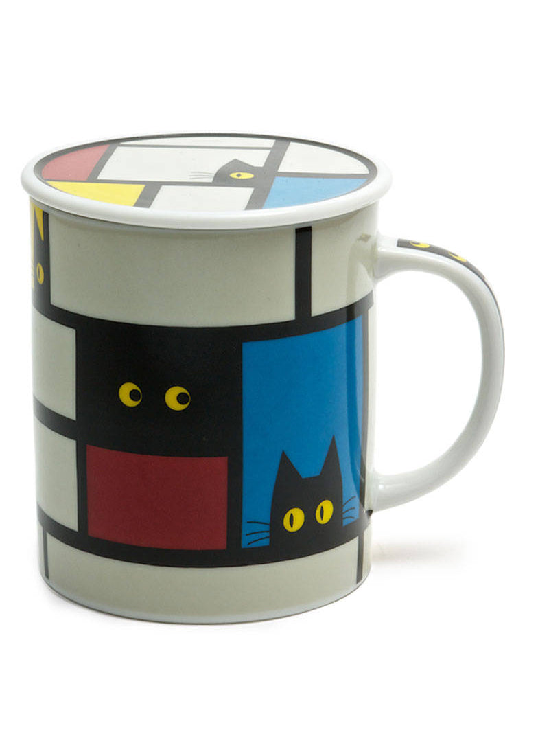 Cubist Cat Mug W/Lid - Tigertree