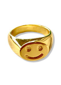 Gold Smiley Face Ring - Tigertree