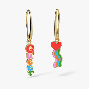 Queer Heart Hanging Earrings - Tigertree