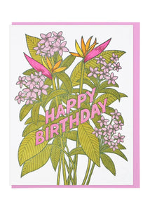 Tropical Flowers Birthday Card - Tigertree