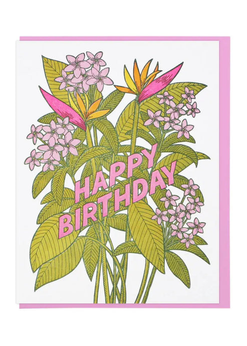 Tropical Flowers Birthday Card - Tigertree