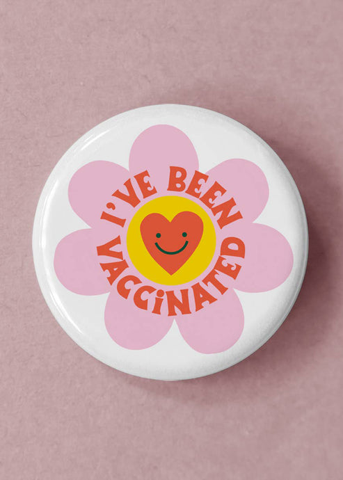 Flower Power Vaccinated Button - Tigertree