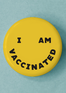 Typography Smiley Vaccinated Button - Tigertree